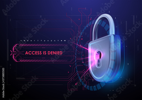 Lock in futuristic style. Protection Business Concept. future technology template. Safety data concept vector illustration. Fututistic HUD background.