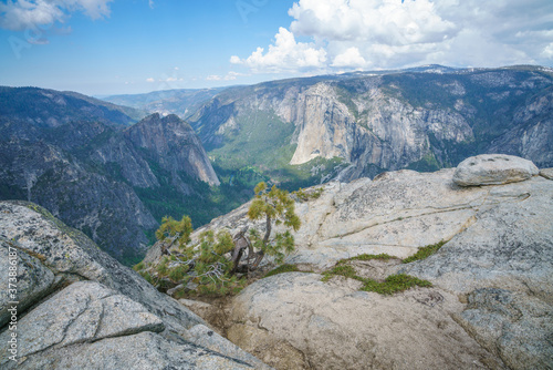 hiking the pohono trail to taft point, yosemite national park, usa photo