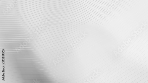 Abstract White slicing wavy background. Minimalism concept. 3D illustration rendering