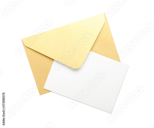 Blank card with envelope on white background