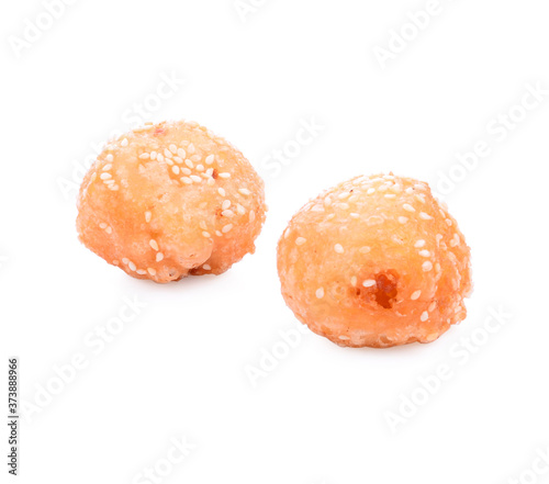 Golden fried dessert balls covered with sesame seed