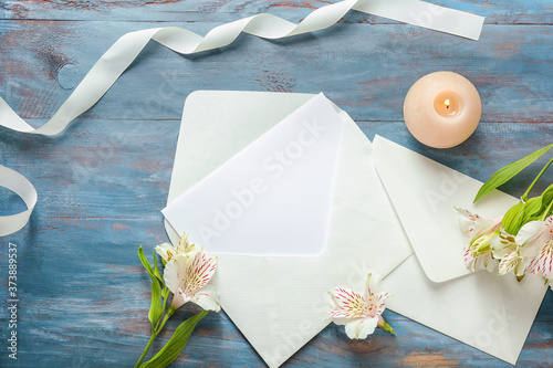 Blank Card in Open Envelope...