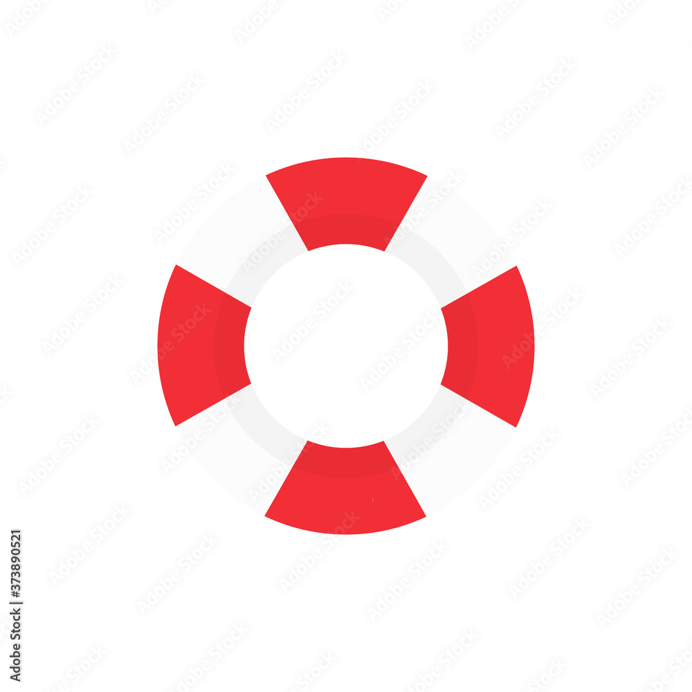 Red and white swimming rubber ring. Floating lifebuoy vector isolated on white. Summer sea vacation buoy illustration. Red and white swimming rubber ring. Floating lifebuoy vector isolated on white. Summer sea vacation buoy illustration.