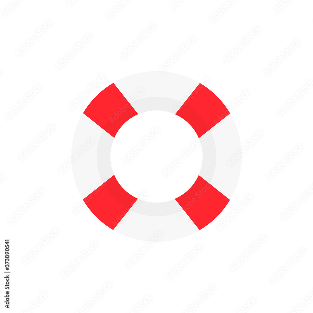 Red and white swimming rubber ring. Floating lifebuoy vector isolated on white. Summer sea vacation buoy illustration. Red and white swimming rubber ring. Floating lifebuoy vector isolated on white. Summer sea vacation buoy illustration.