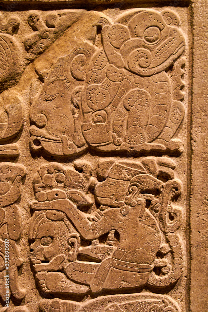 Relieve Maya. Cultura Maya.Original de Yaxchilán. Museo Nacional de antropologia. Estado de Mexico D.F. Mexico.