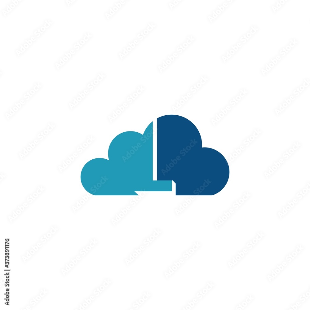 Cloud with letter L logo, icon flat and vector design template. The cloud logotype with text. Cloud with letter L logo, icon flat and vector design template. The cloud logotype with text.