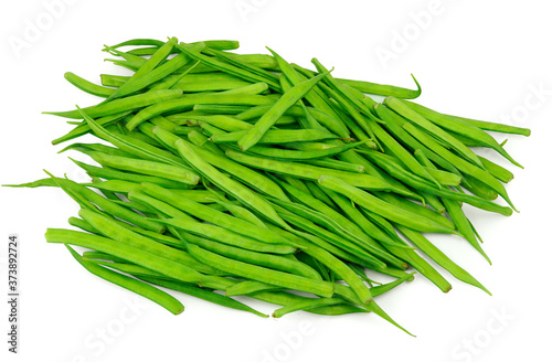 Indian vegetable Guar or Cluster Bean Also Known as Gavar bean, string beans isolated on white background photo