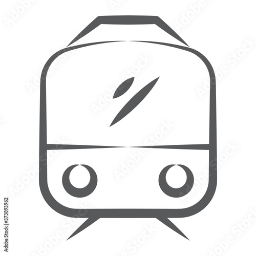 A rail transport icon in brush stroke style, train vector 
