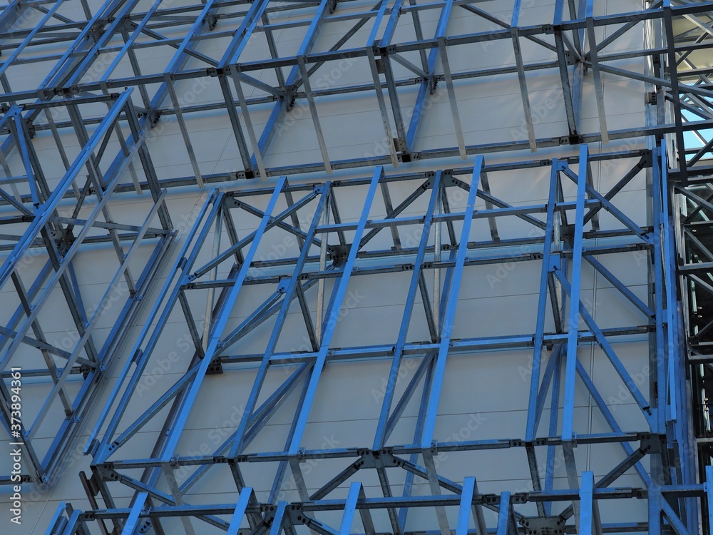 Modern steel scaffolding at construction of a modern building in Budapest, Hungary Modern steel scaffolding at construction of a modern building in Budapest, Hungary
