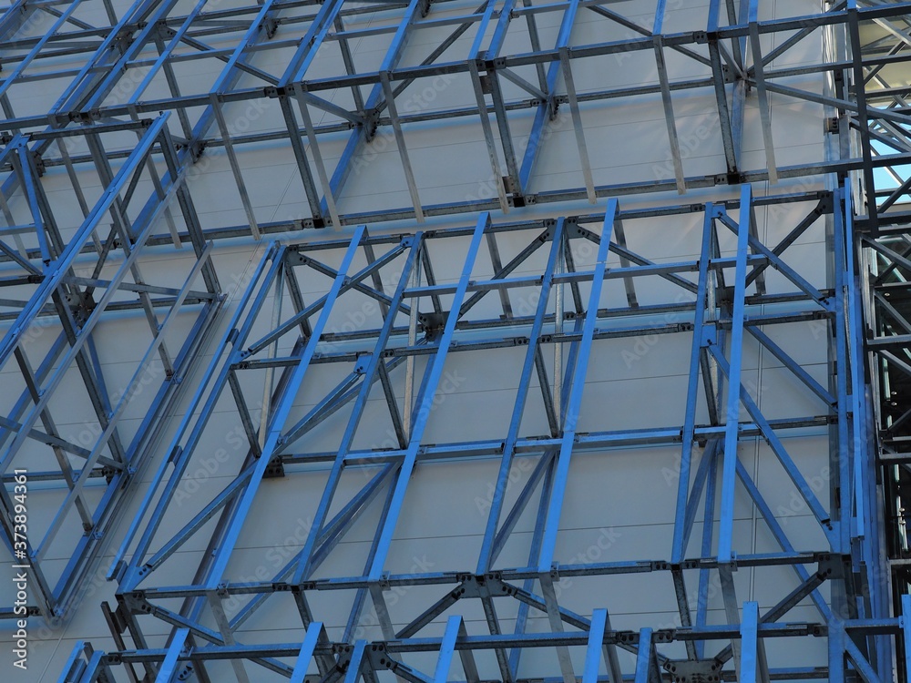 Modern steel scaffolding at construction of a modern building in Budapest, Hungary