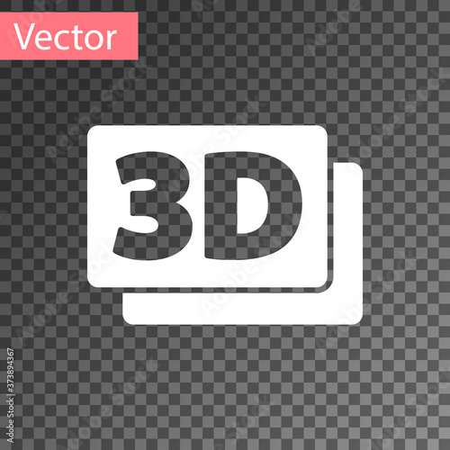 White 3D word icon isolated on transparent background. Vector.
