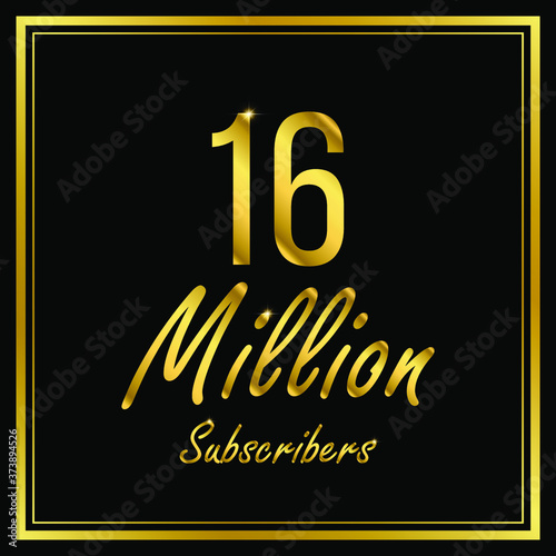 Sixteen or 16 Million followers or subscribers achievement symbol design, vector illustration.