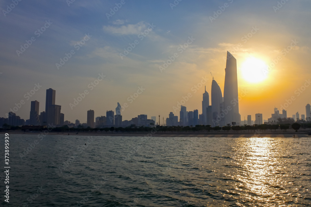Kuwait City skyline in later afternoon