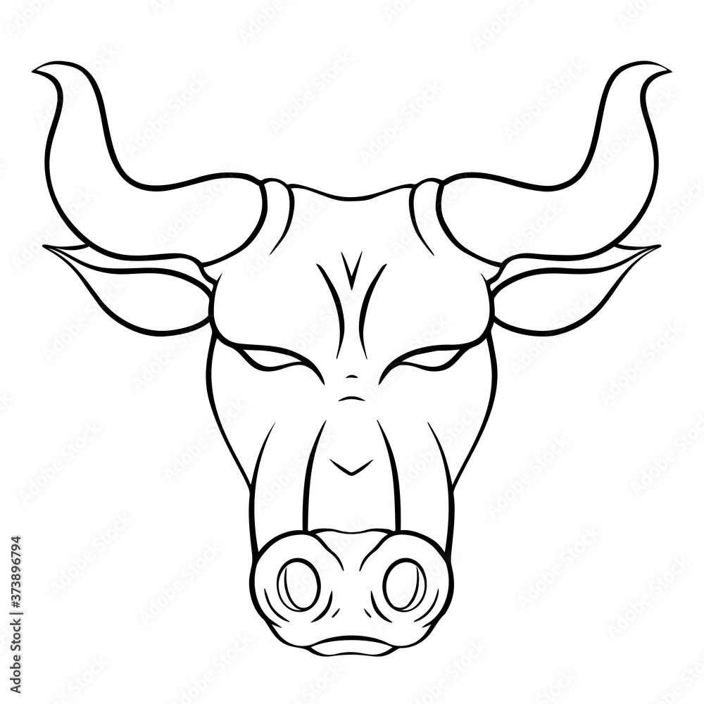 Outline illustration of a bull head. The symbol of the new year 2021. Contour metal buffalo with horns. Vector illustration of animal head for logos, tattoos, icons and your designs. Outline illustration of a bull head. The symbol of the new year 2021. Contour metal buffalo with horns. Vector illustration of animal head for logos, tattoos, icons and your designs.