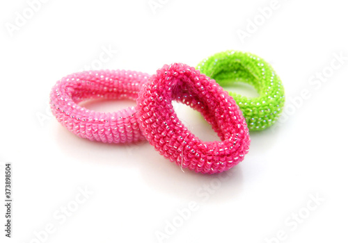 Hair elastic bands isolated on the white background