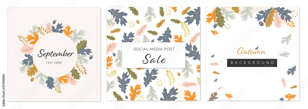 autumn, autumnal collection, vector set of abstract backgrounds, autumn sale