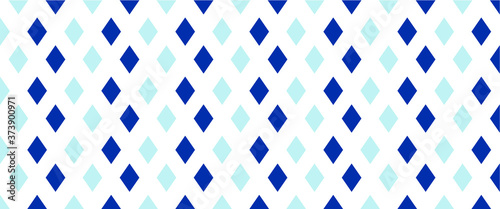 Blue. Harlequin or Argyle style. Reto rhombus geometric seamless pattern. Diamonds pattern background. Flat vector zigzag signs. Diamond with rhombuses design.