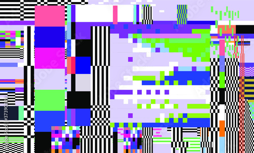 Abstract pixelated background with flickers and datamoshing effect. Vaporwave and cyberpunk style aesthetics.