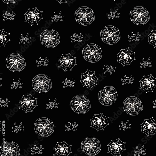 Halloween seamless vector hand drawn doodle pattern spiders