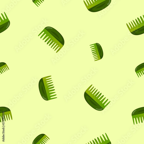Seamless pattern with fur comb in cartoon style.