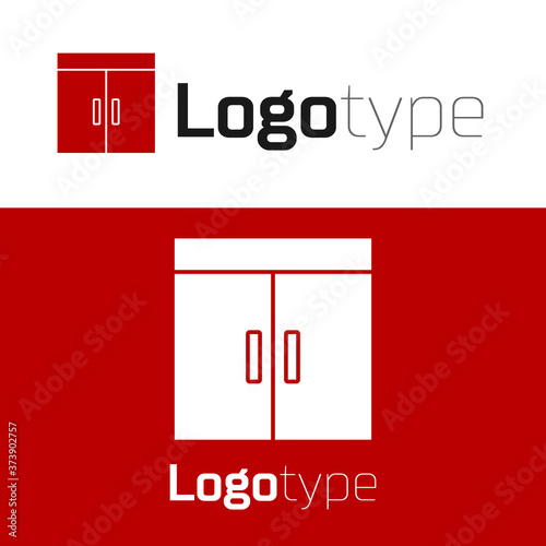 Red Wardrobe icon isolated on white background. Logo design template element. Vector.