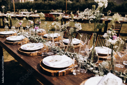 Fototapeta Naklejka Na Ścianę i Meble -  Wedding table decoration rustic style
