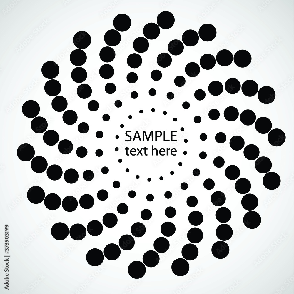 Halftone dots in circle form. round logo . vector dotted frame . design element