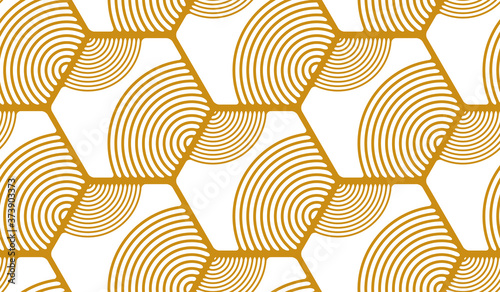 asian hexagonal pattern gold ivory