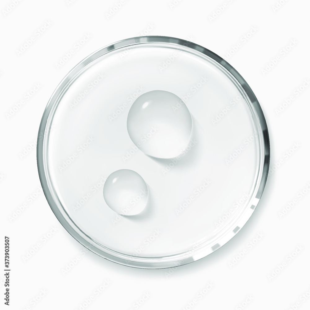 Two water drops on petri dish isolated realistic vector illustration, top  view. Concept laboratory tests and research. Transparent chemistry glassware  Stock Vector | Adobe Stock