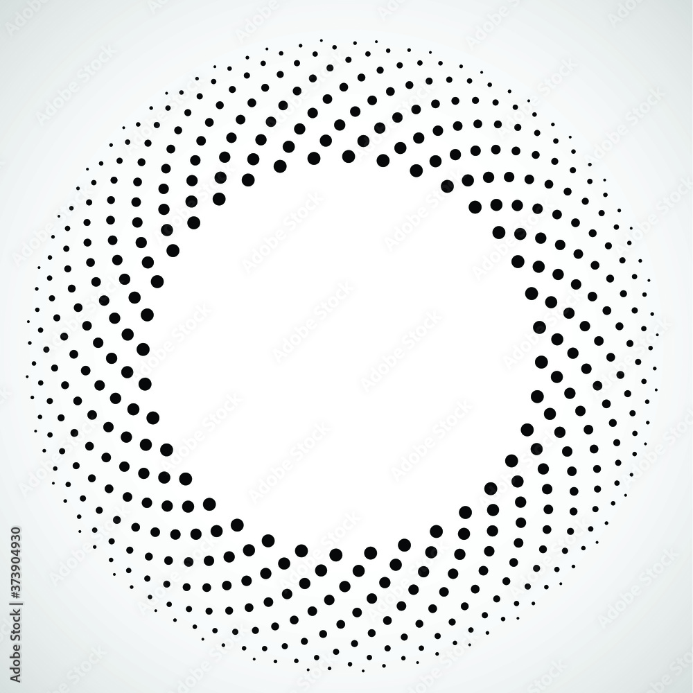 Halftone dots in circle form. round logo . vector dotted frame . design element