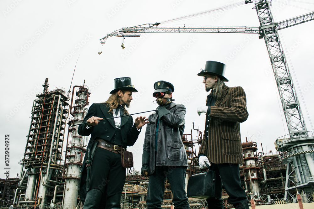 Three mans in steampunk style Three mans in steampunk style