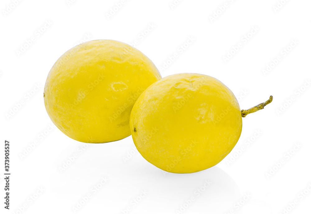 Yellow passion fruit isolated on white background. Yellow passion fruit isolated on white background.
