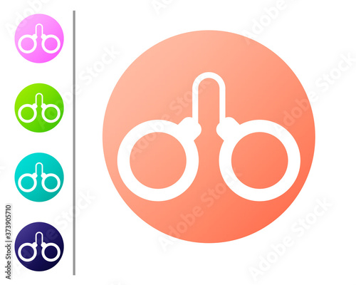 Coral Handcuffs icon isolated on white background. Set color icons. Vector.
