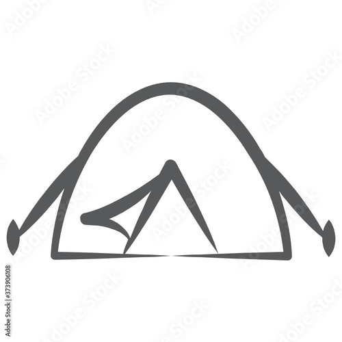 
A hut shape camp, travelling and adventure accomodation line vector 
