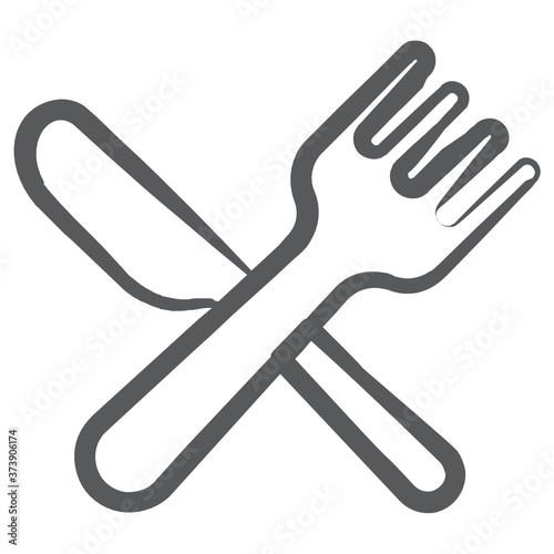 
Cutlery icon fork and knife in line design 
