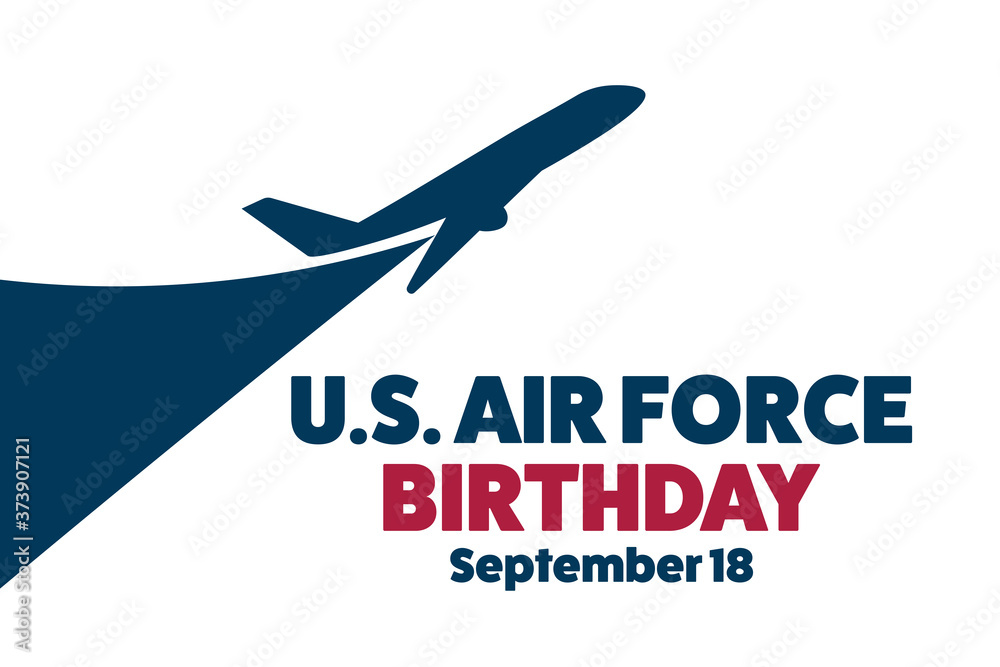 U.S. Air Force Birthday. September 18. Holiday concept. Template for background, banner, card, poster with text inscription. Vector EPS10 illustration.