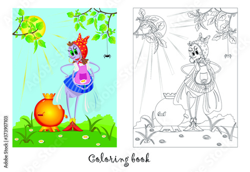 Coloring book. Cartoon vector illustration Fly Tsokotukha Fly cartoon character