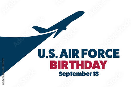U.S. Air Force Birthday. September 18. Holiday concept. Template for background, banner, card, poster with text inscription. Vector EPS10 illustration.