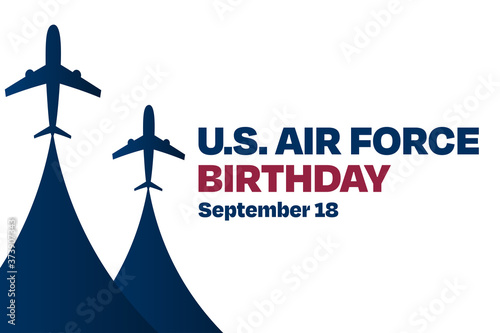 U.S. Air Force Birthday. September 18. Holiday concept. Template for background, banner, card, poster with text inscription. Vector EPS10 illustration.