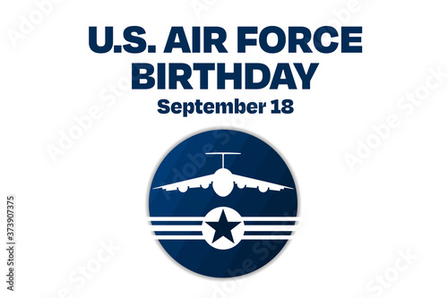 U.S. Air Force Birthday. September 18. Holiday concept. Template for background, banner, card, poster with text inscription. Vector EPS10 illustration.