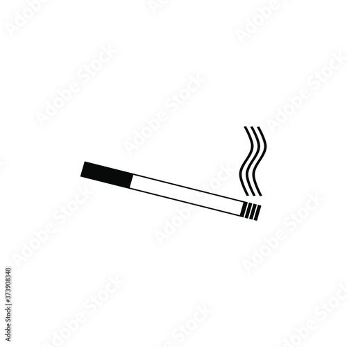 Cigarette smoldering sign or icon isolated on a white background