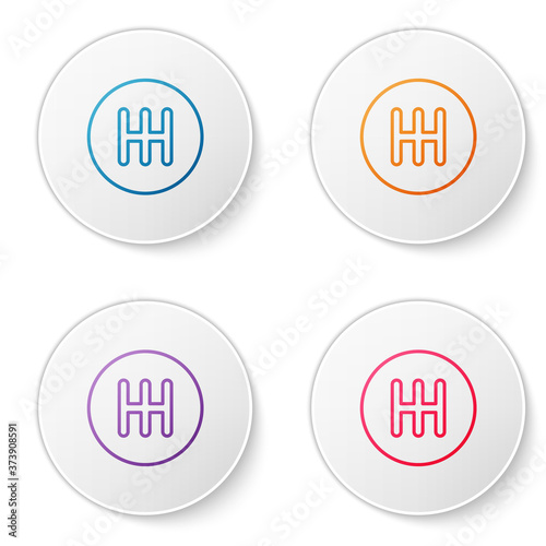 Color line Gear shifter icon isolated on white background. Transmission icon. Set icons in circle buttons. Vector.