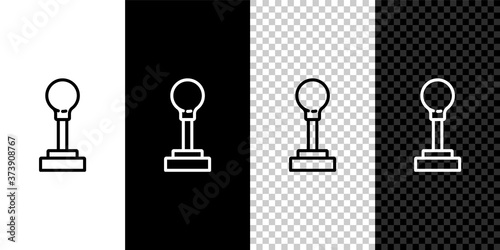 Set line Gear shifter icon isolated on black and white background. Manual transmission icon. Vector.