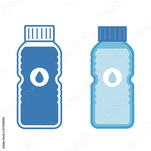 Plastic bottle with line art water bottle.Vector illustration of blue  plastic water bottle icons.