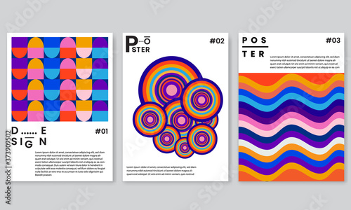 Colorful geometric poster. Colorful shapes. Modern abstract promotional flyer background vector illustration.Geometric template.