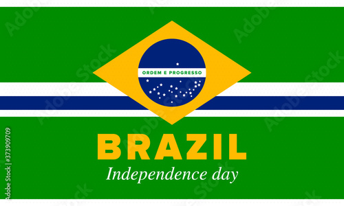 Brazil Independence Day. Happy national holiday. Freedom day. Celebrate annual in September 7. Brazil flag. Patriotic brazilian design. Poster, card, banner, template, background. Vector illustration