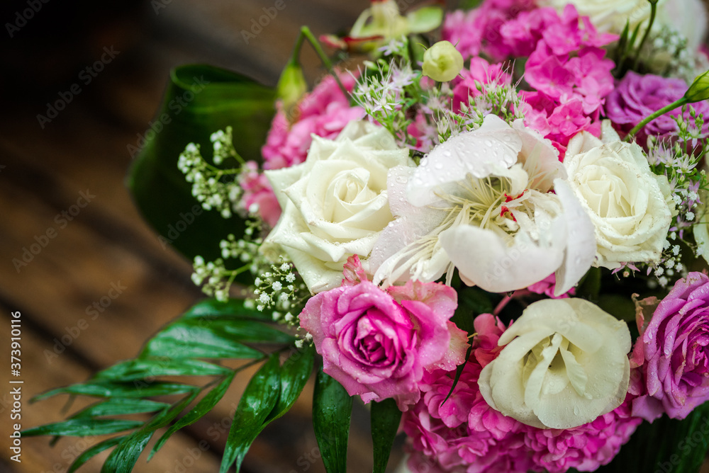 Wedding bouquet made of pink and white roses Wedding bouquet made of pink and white roses