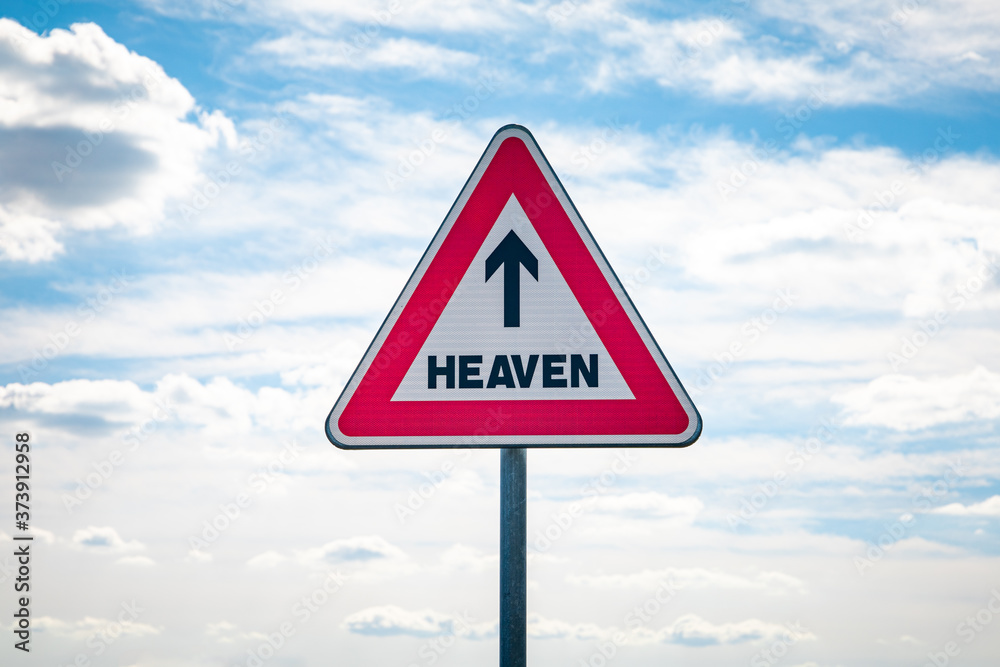 Roadsign with an arrow inside pointing to heaven Roadsign with an arrow inside pointing to heaven