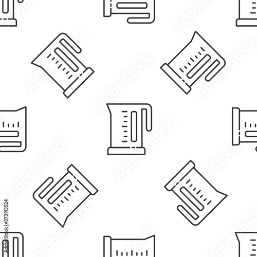 Grey line Electric kettle icon isolated seamless pattern on white background. Teapot icon. Vector.