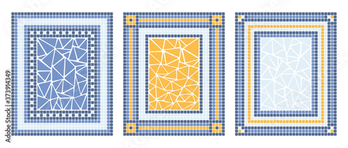Set of mediterranean mosaic patterns, tiles texture spanish, greek, turkish colorful vector design